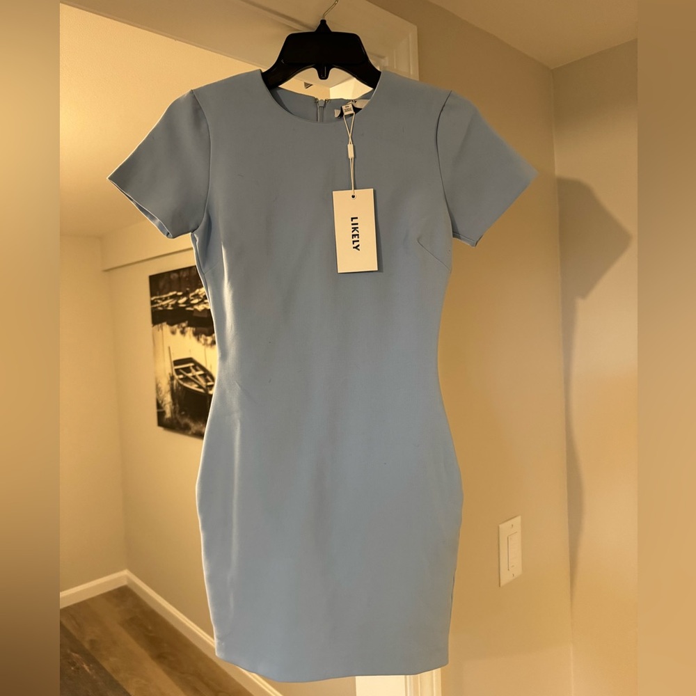 Baby blue Likely scuba mini dress